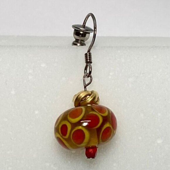 Murano Venetian Earrings Clear Glass Bead Multi Color Polka Dot Dangle Hook VTG - Picture 5 of 15
